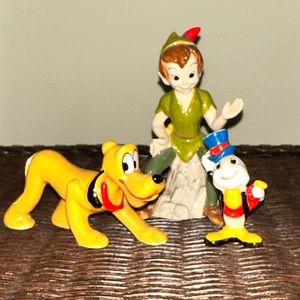 Porcelain Figures Peter Pan, Pluto & Jiminy Criket - 3pcs
